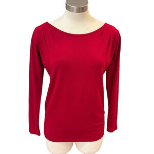 NWT MIIK Womens Top Long Sleeve Scoop Neck Back V Canada Red Sz. S